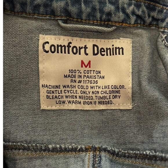 Comfort Denim Women's Short‎ Sleeve Button Front V-Neck Vest with Pockets Size M - Picture 4 of 4